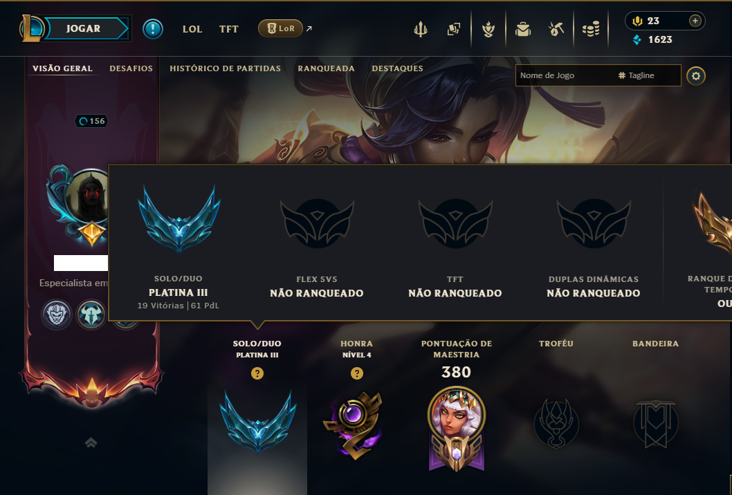 Platina 3 com TODOS os Champs e 53 Skins ( TOP / JG / MID )