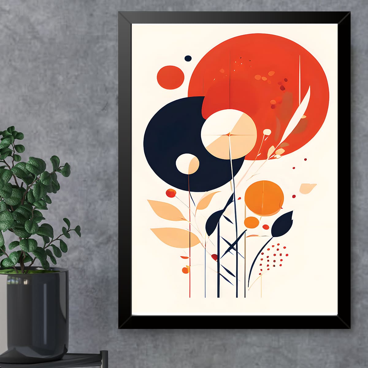 Quadro Decorativo A3 Floral Boho Moderno Moldura Tradicional Preta