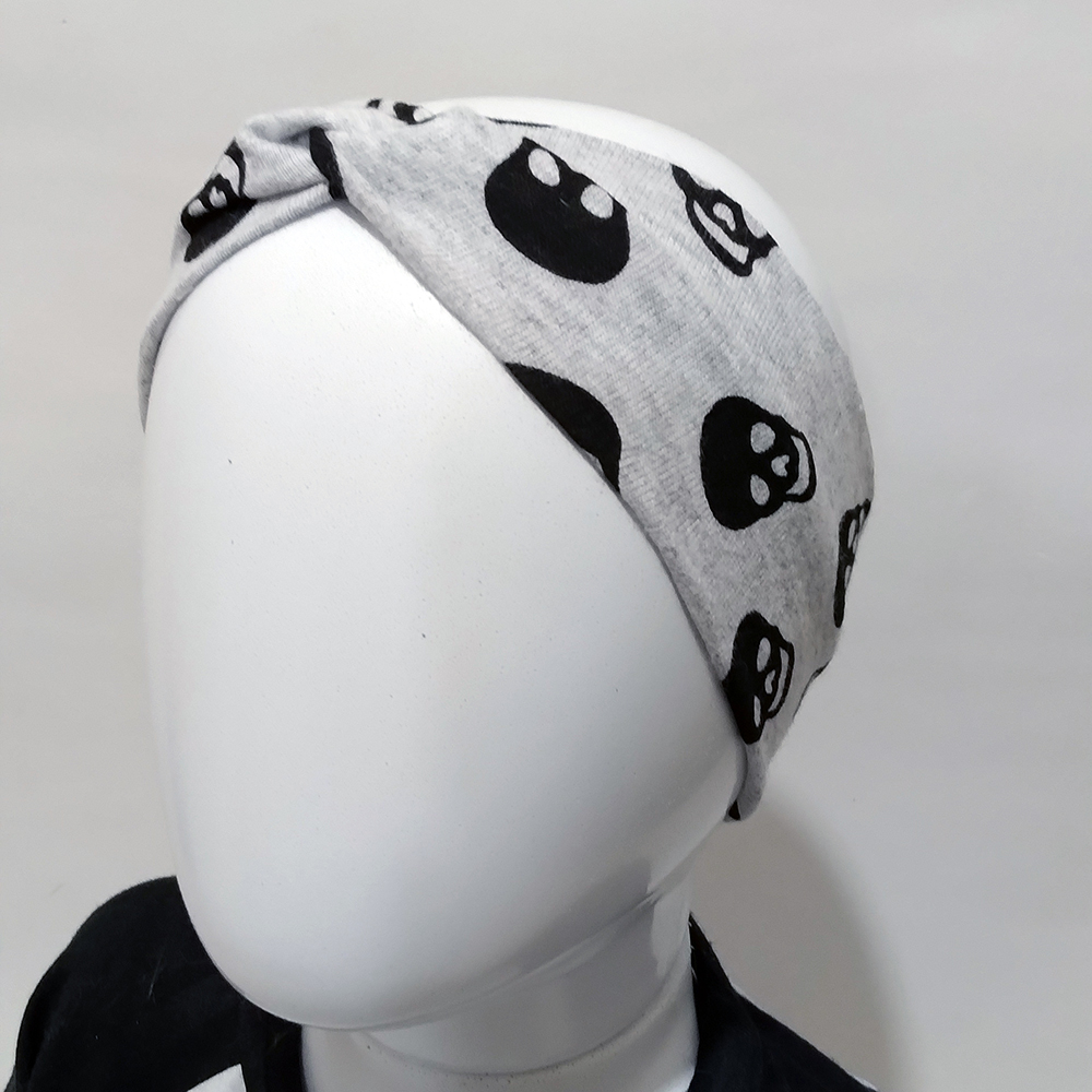 Faixa Turbante - Crânio Cinza