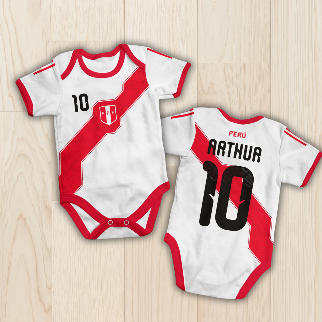 Body de bebê - Seleção do Peru - Personalizado com nome e número
