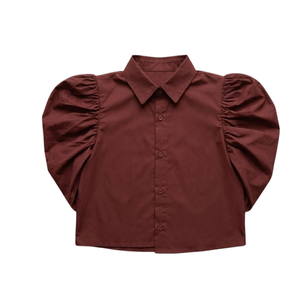 Camisa Cropped Power Sleeve