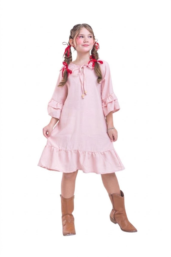 Vestido Romântico Babados Boladinhos