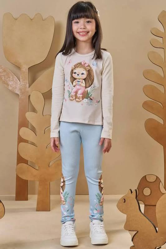 Legging Fly Tech Azul Claro Estampa Fofa Kukie