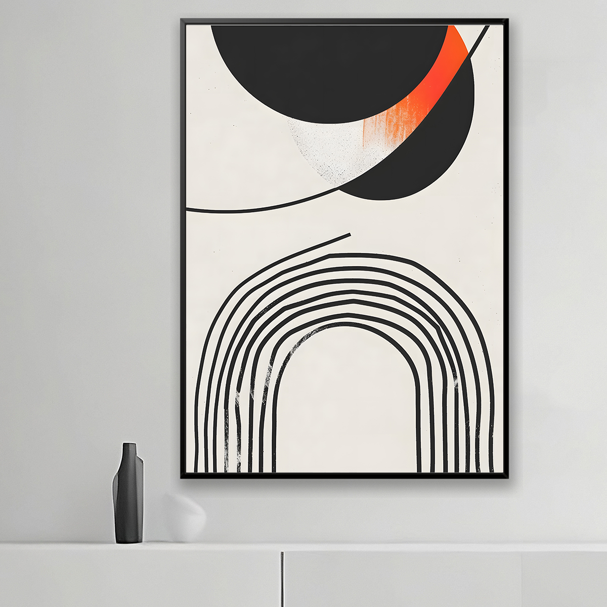 Quadro Decorativo A3 Abstrato Moderno Moldura Filete Preto