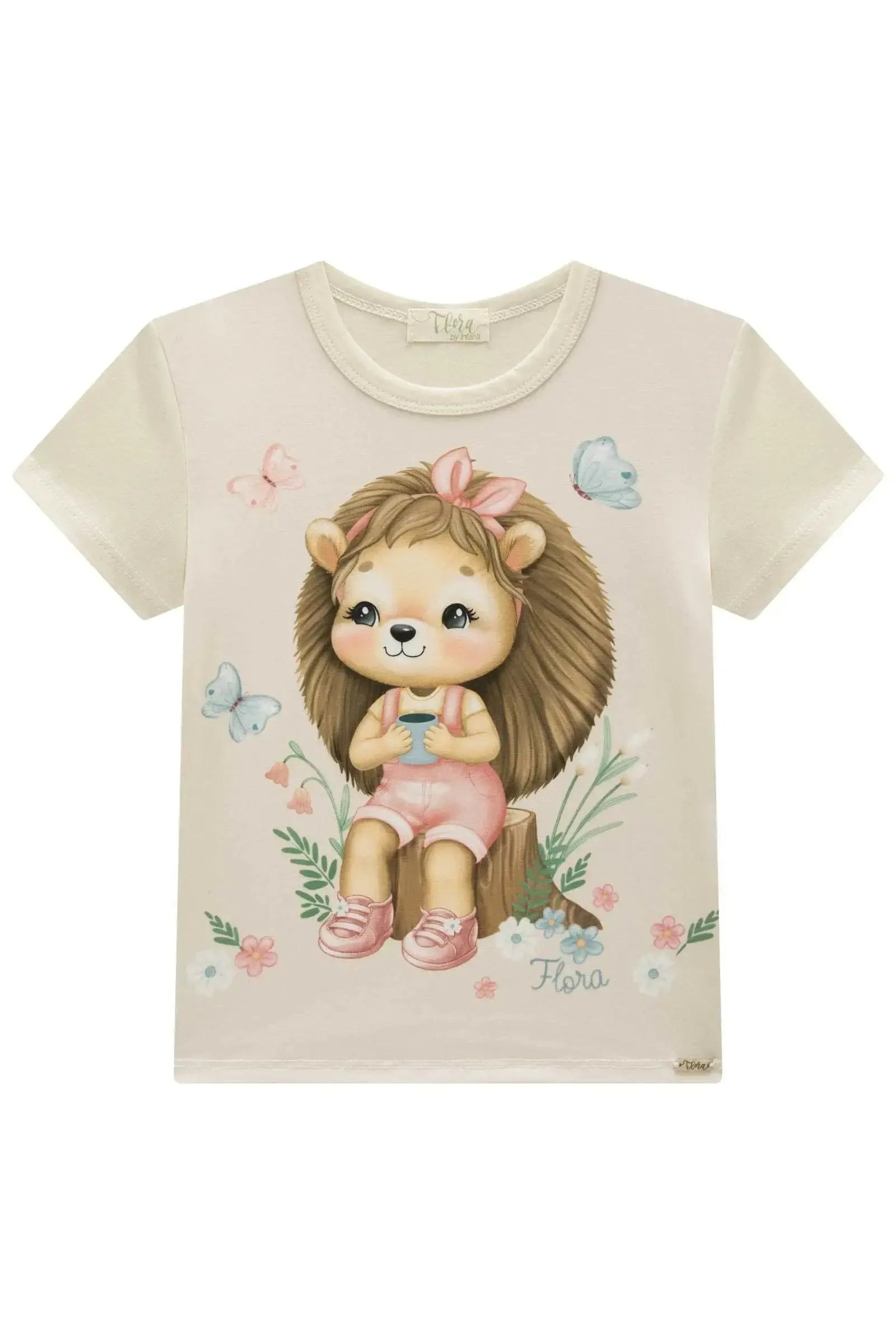 Blusa em Cotton com Estampa de Animais e Flores da Kukiê
