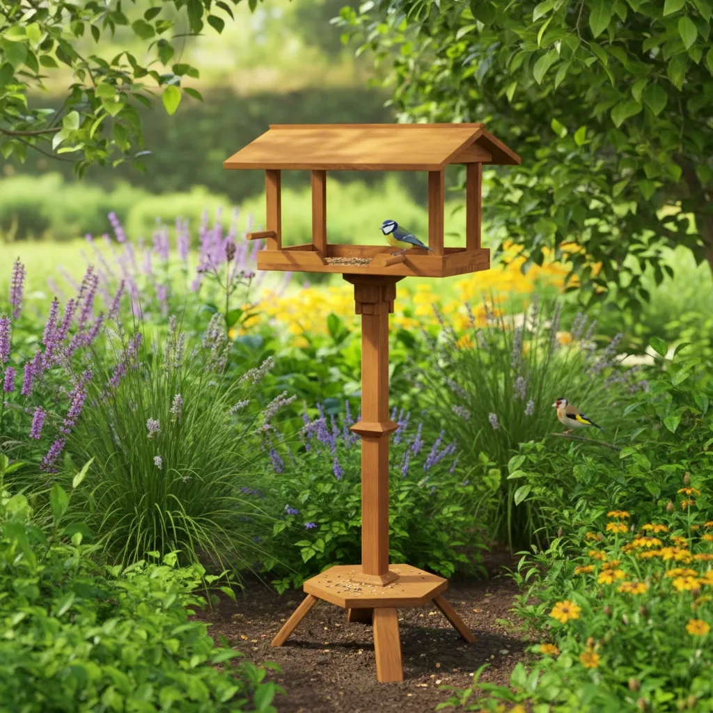 Tratador Comedouro para pássaros com Suporte Pedestal Tripé - Varanda & Jardim