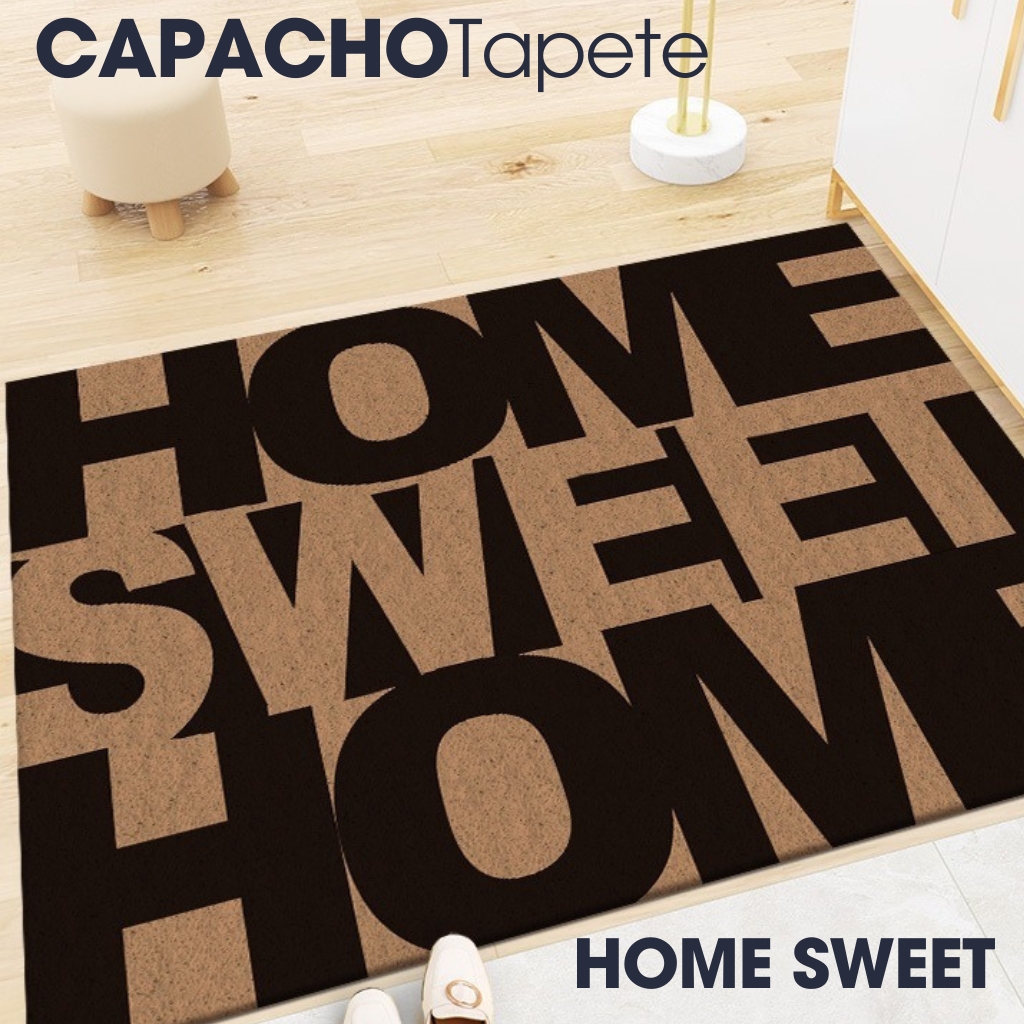 Tapete de Porta Capacho Seja Bem Vindo Doce Lar Estampado Antiderrapante