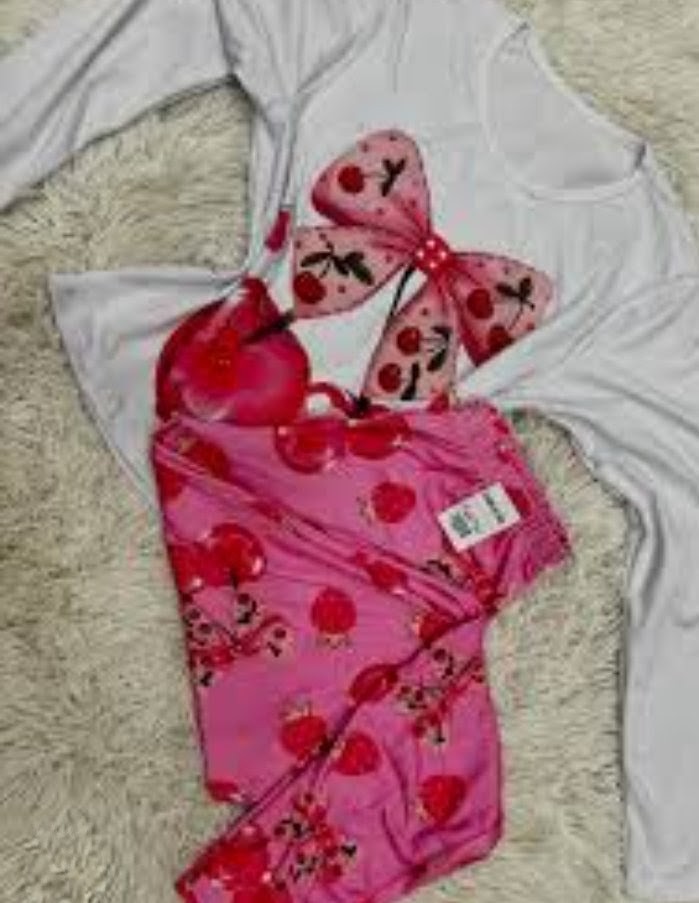 pijama cereja com laço ref-0023