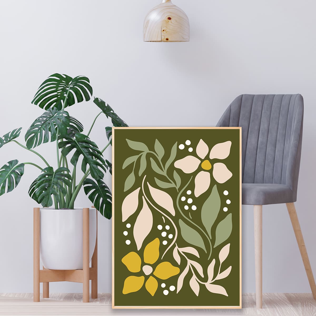 Quadro Decorativo A2 Boho Floresta Encantada Moldura Filete Madeira