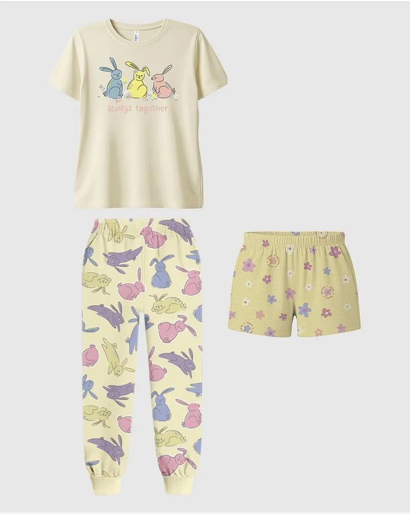 Pijama 3 Peças Coelhinhos Always Together Malwee Kids