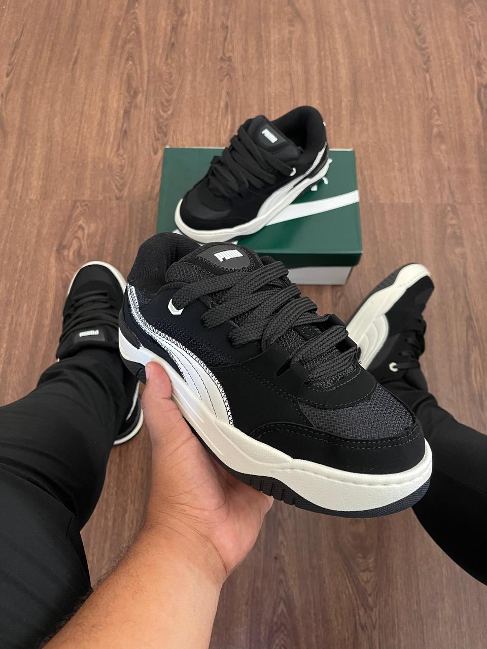 Tênis Puma 180 Turbo Preto/Branco Unissex   Casual, Confortável e Estilo Street