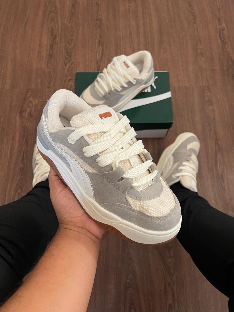 Tênis Puma 180 Turbo Cinza/Branco Unissex   Casual, Confortável e Estilo Street