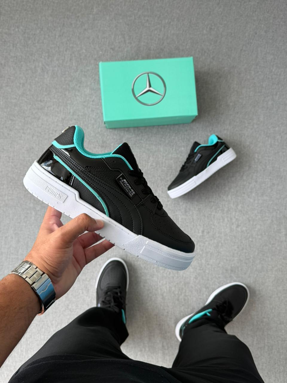Tênis Puma Mercedes 2.0 Masculino Preto/Branco   Casual, Confortável e Estilo Premium