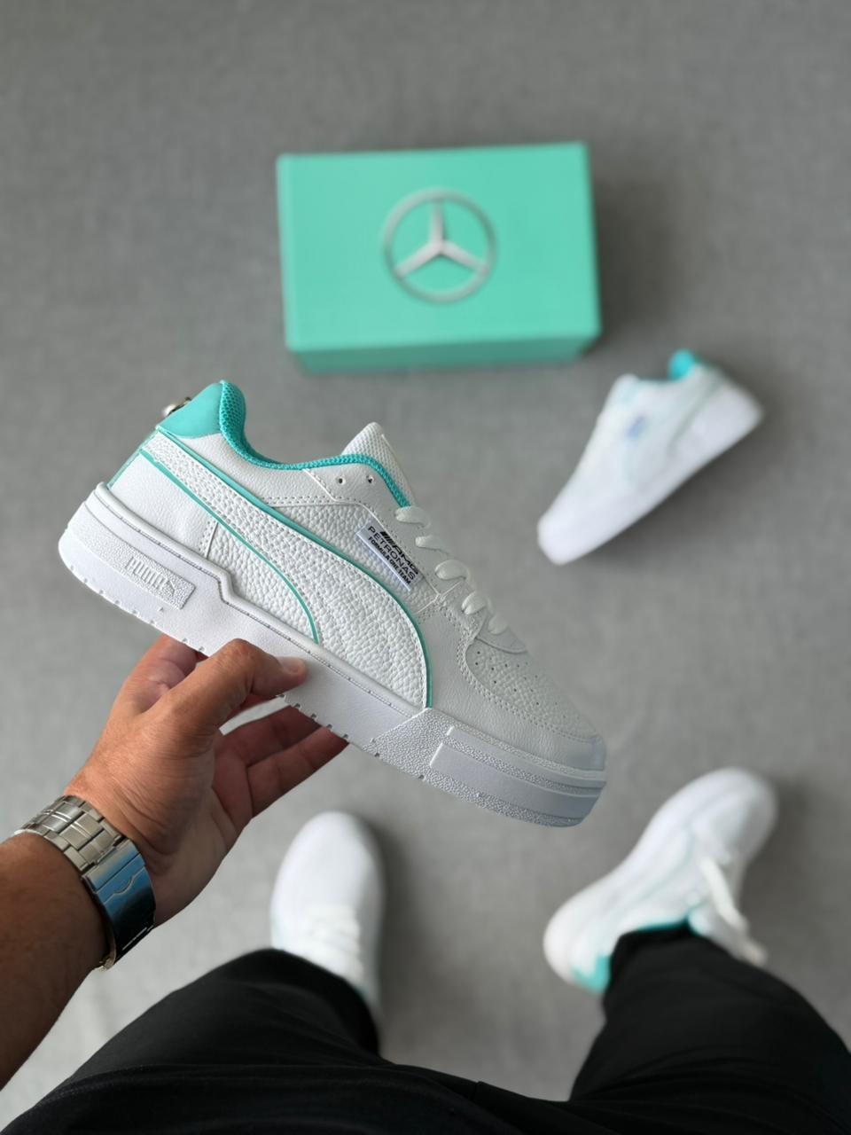 Tênis Puma Mercedes 2.0 Masculino Azul/Branco   Casual, Confortável e Estilo Premium