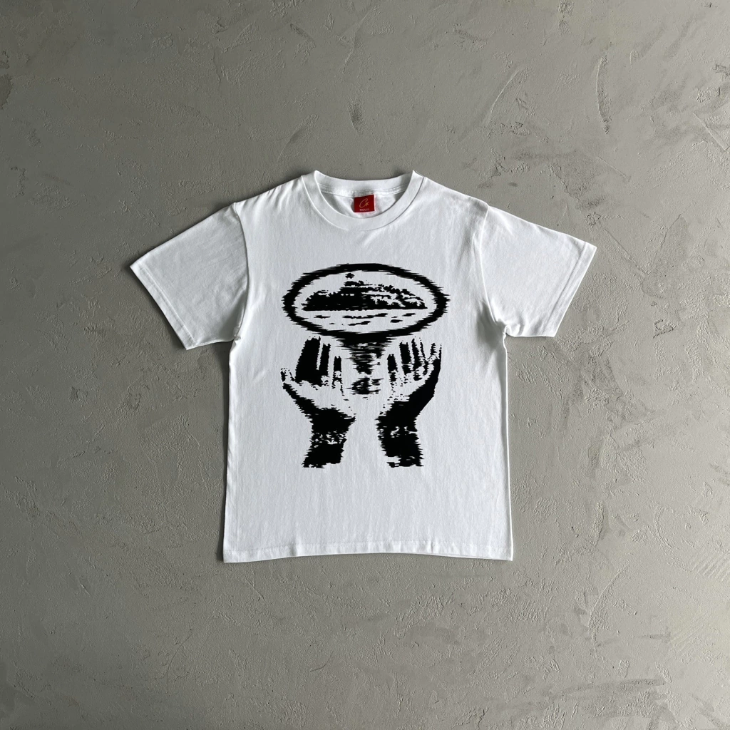 T-Shirt Corteiz Alcatraz Hand Print white