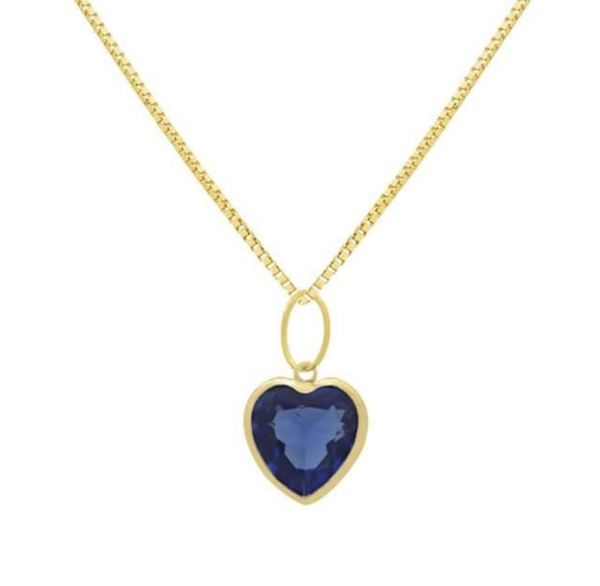 Colar Ouro 18k 45cm Pingente Coração 1,25g