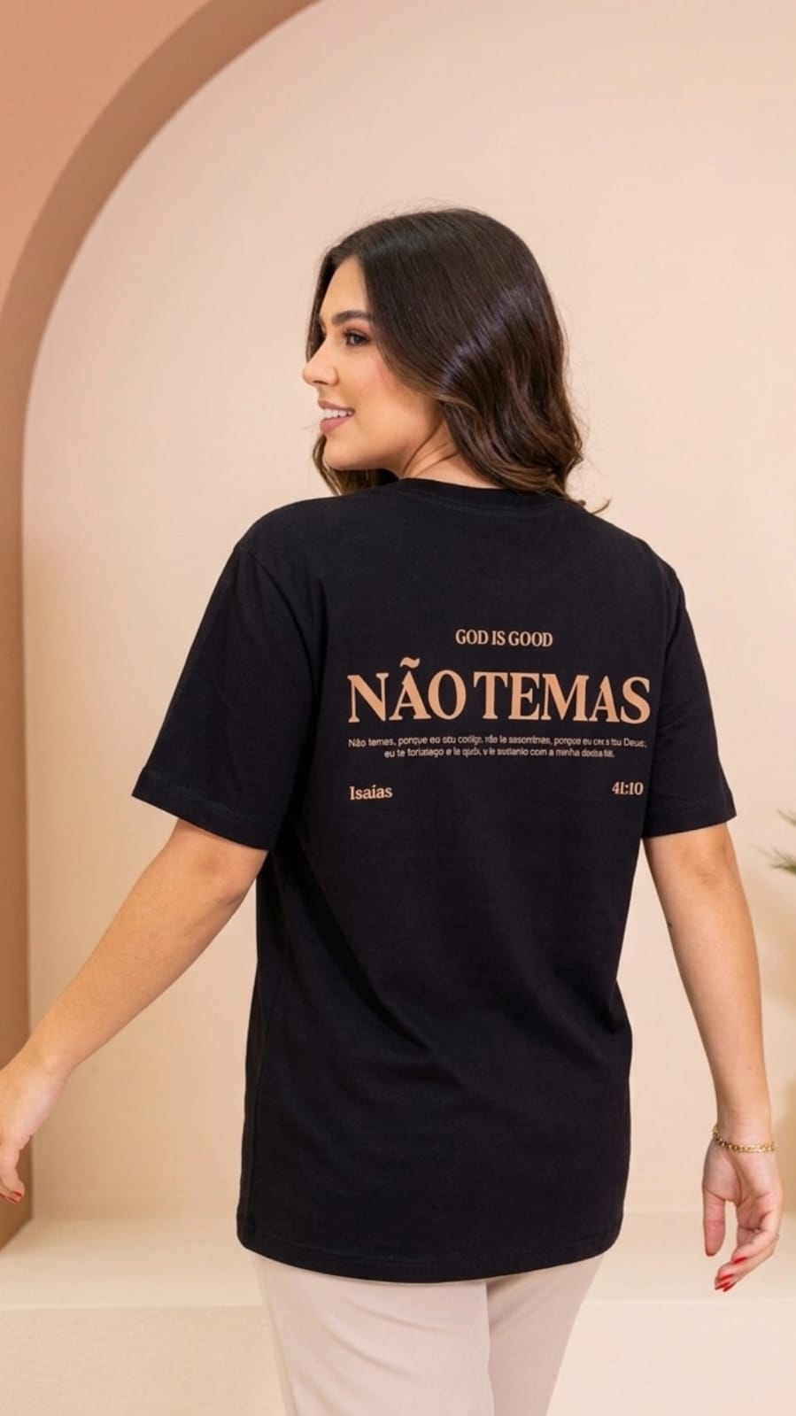 Camiseta Oversized cristã Não temas - preto