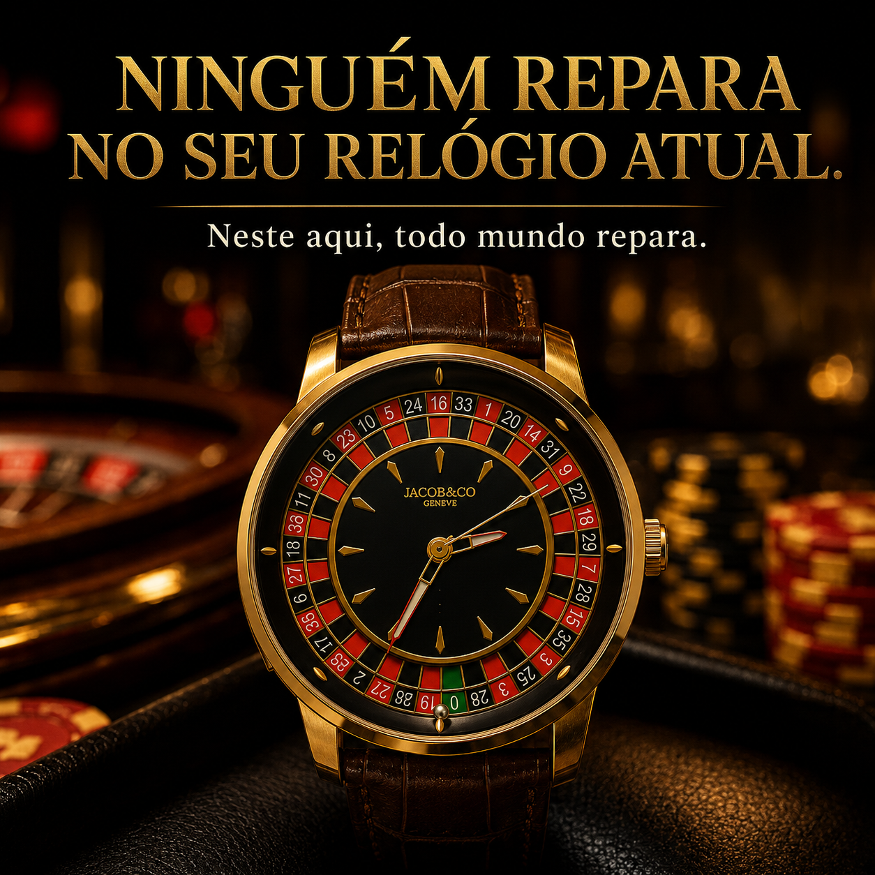 Mostrador do relógio inspirado em roleta