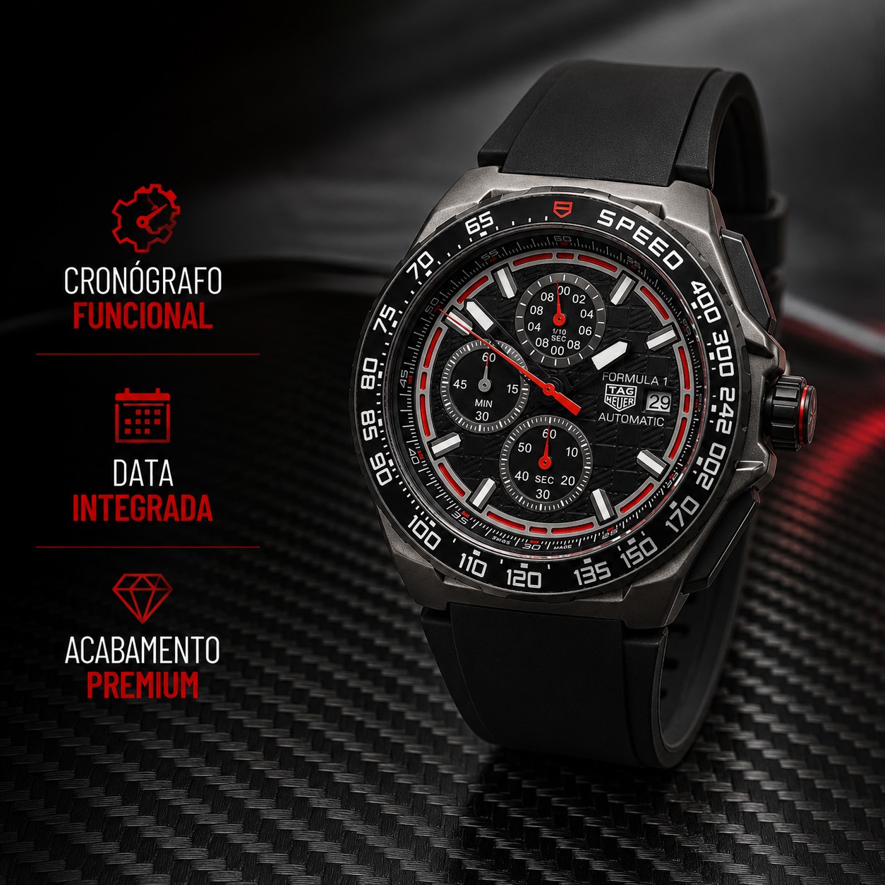 Relógio masculino esportivo Formula 1