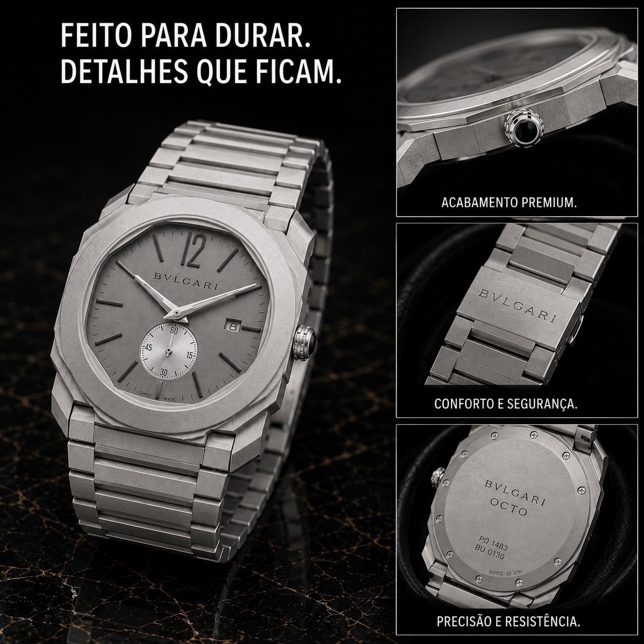 Relógio BVLGARI Octo masculino prata