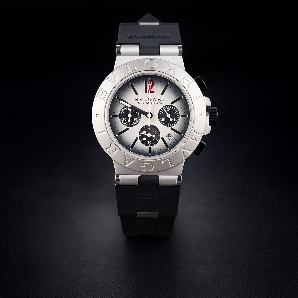 Bulgari Aluminium masculino com pulseira preta