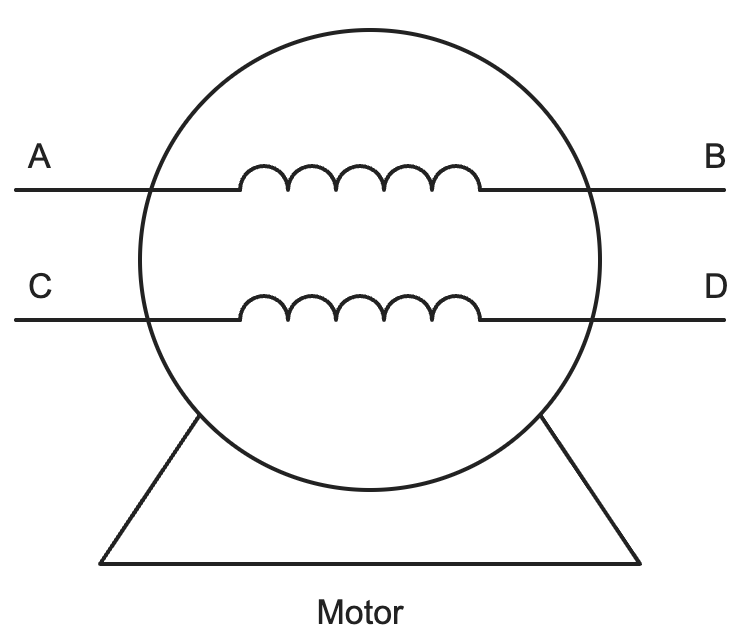 Motor de indu&ccedil;&atilde;o com dois enrolamentos, A-B e C-D